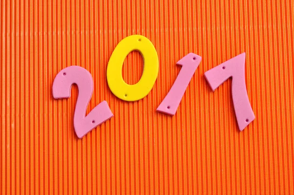 2017 in roze en gele getallen — Stockfoto