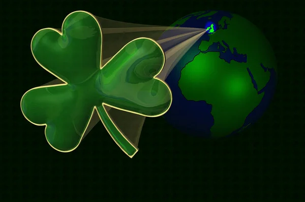 3D-s illusztráció. A Föld gömb a shamrock durrantó ki — Stock Fotó