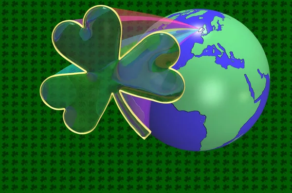 Ilustracja 3D. Ziemskiej z shamrock pojawiały się — Zdjęcie stockowe