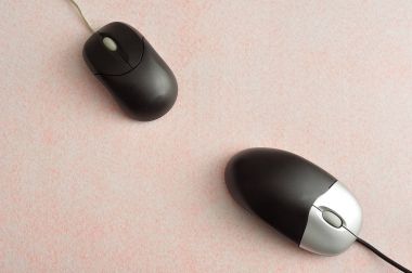 Beyaz bir arka plan üzerinde izole iki bilgisayar fareler