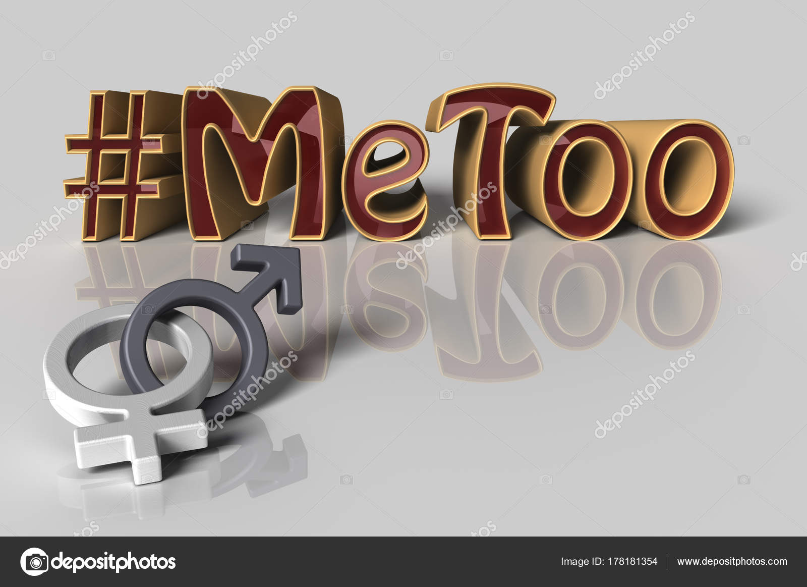 3d Illustration Hashtag Me Too With Male And Female Symbols