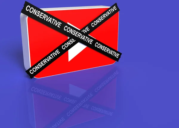 You tube logo with a black cross with the word conservative — Stock Photo, Image