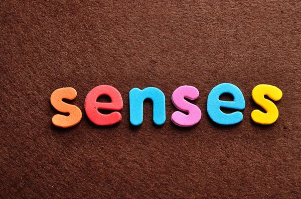 The word senses on a brown background Royalty Free Stock Photos