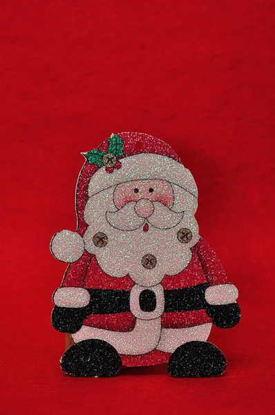 Christmas Father Figurine Red Background — Stock Photo, Image