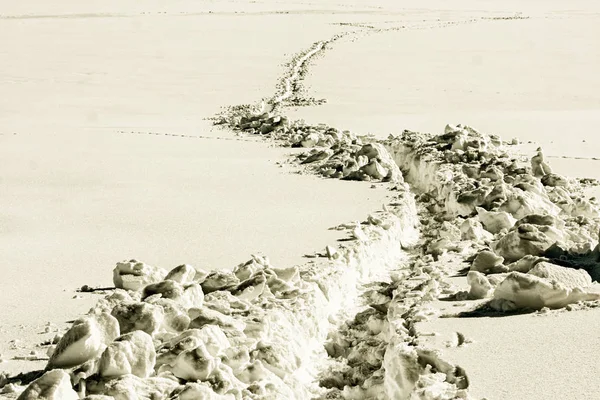 Trail in de sneeuw Stockfoto