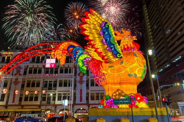 Singapur Chinatown 2017 księżycowy nowy rok fajerwerki — Zdjęcie stockowe