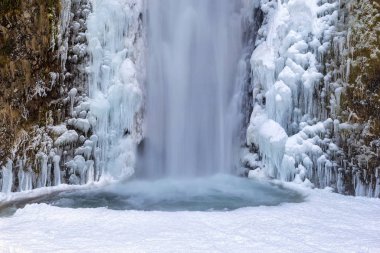 Frozen Multnomah Falls Closeup clipart