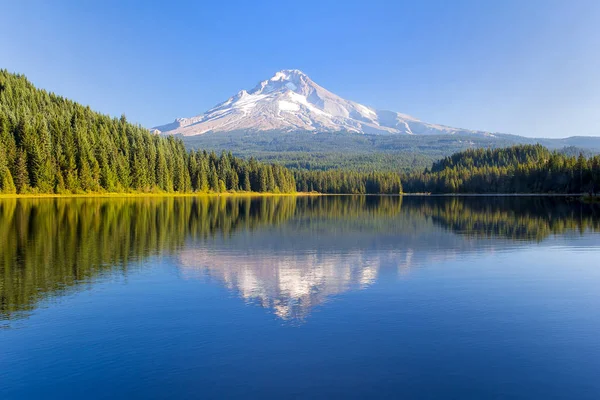 Mount Hood em um dia ensolarado com reflexo de água em Oregon — Fotografia de Stock