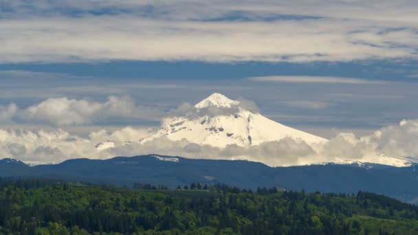 Time lapse clouds over majestic Mt. Hood from Jonsrud Viewpoint in Sandy OR 4k — Stock Video