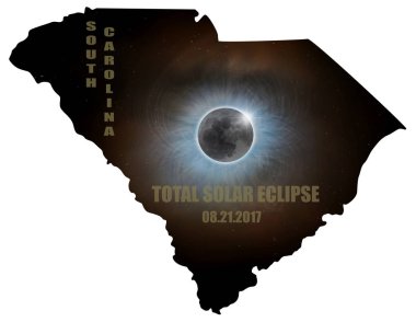 Güney Carolina harita anahat ABD'de güneş tutulması