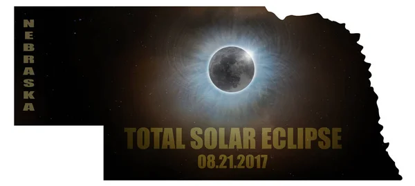 Éclipse solaire totale dans le Nebraska Carte Aperçu États-Unis — Photo