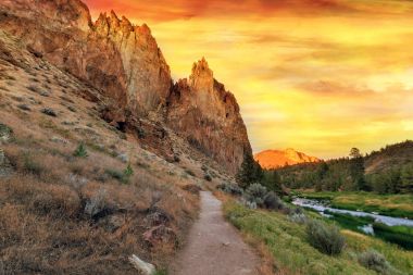 Hiking Trail at Smith Rock State Park in central oregon clipart