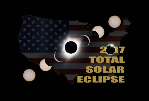 Fasi di eclissi solare totale 2017 in tutta l'America — Foto Stock