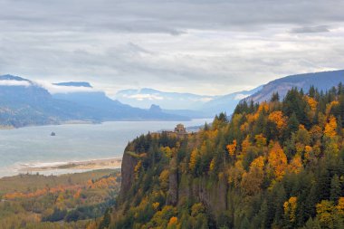 Fall Foliage at Crown Point Columbia River Gorge in Portland Oregon USA America clipart