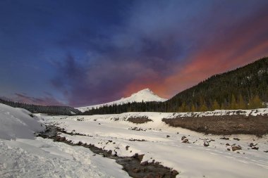 Snow covered Mt Hood Winter Wonderland USA clipart