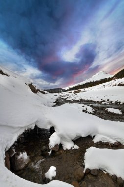 Snow covered Mt Hood in Oregon Winter season USA clipart