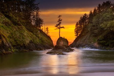 Deadman's Cove in Cape Disappointment State Park at Oregon Coast during Sunset clipart