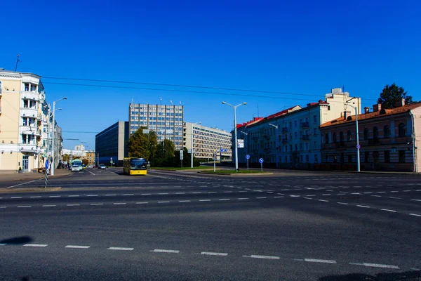 Minsk Bielorrusia Calle Tranquila Minsk Centro Ciudad —  Fotos de Stock