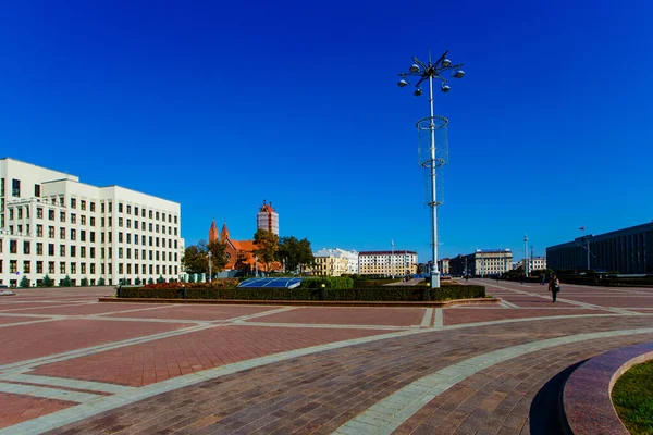 Minsk Belarús Plaza Central Minsk Hora Pico —  Fotos de Stock