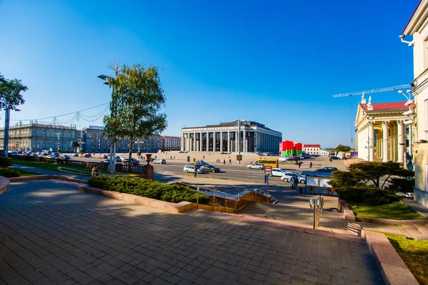 Μινσκ Λευκορωσία Ωραία Θέα Της Θερινής Ευρωπαϊκής Πόλης Κέντρο Της — Φωτογραφία Αρχείου