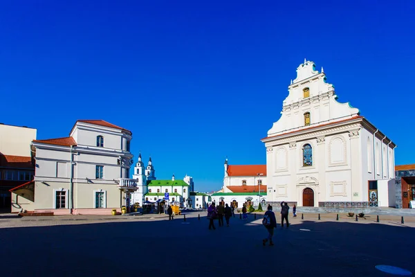 Minsk Vitryssland Fotgängare Område Nemiga Liten Gästgård Den Helige Andes — Stockfoto