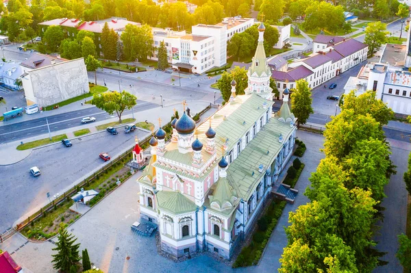 Grodno Belarus Juni 2019 Heilige Voorbede Kathedraal Tijdens Zonsondergang Stad — Stockfoto