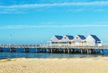 Ünlü ahşap Busselton jetty Batı Avustralya