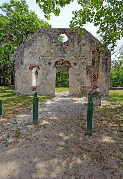 Tabby Wall Ruins Chapel Ease Saint Helenas Episcopal Church Saint — Stock Photo, Image