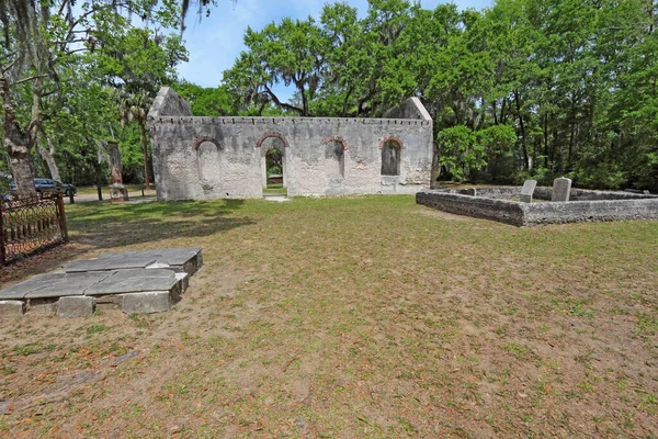 Tabby Wall Ruins Graveyard Chapel Ease Saint Helenas Episcopal Church — ストック写真