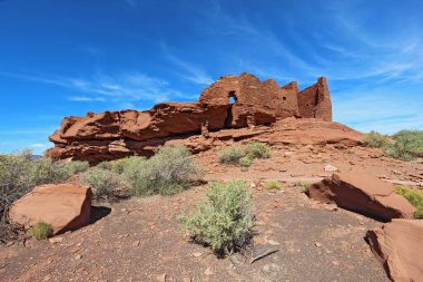 Wukoki Pueblo 'nun kalıntıları Wupatki Ulusal Anıtı, Arizona Flagstaff' ın kuzeyinde.