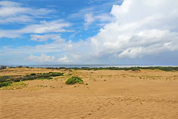 Dramatické Mraky Písečné Duny Albemarle Zvuk Vrcholu Jockey Ridge State — Stock fotografie