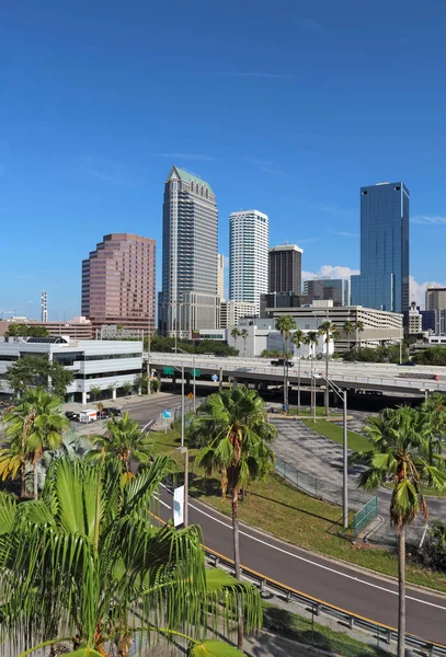 Teilweise Skyline Von Tampa Florida Mit Wolkenkratzern Und Bürogebäuden Senkrecht — Stockfoto