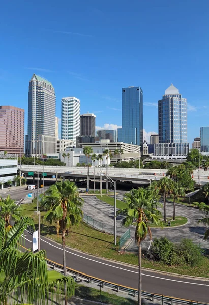 Skyline Parcial Tampa Flórida Com Arranha Céus Edifícios Escritórios Verticais — Fotografia de Stock