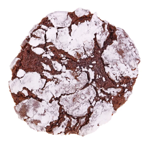 Single Nybakad Hemmagjord Choklad Crinkle Cookie Isolerad Mot Vit Bakgrund — Stockfoto