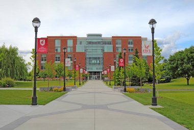 SPOKANE, WASHINGTON - JUNE 2 2016: The Academic Center building on the urban campus of Washington State University Health Sciences Spokane, which offers many degrees in health sciences up to the PhD.