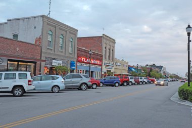 BEAUFORT, NORTH CAROLINA - APRIL 18 2017: Businesses on Front Street in downtown Beaufort, the third-oldest town in the state, rated as 