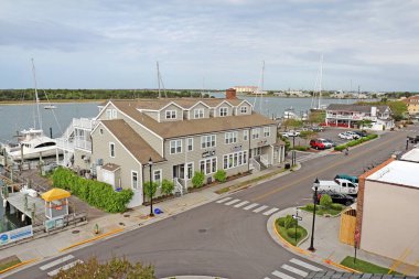 BEAUFORT, NORTH CAROLINA - APRIL 19 2017: Businesses on Front Street in downtown Beaufort, the third-oldest town in the state, rated as 
