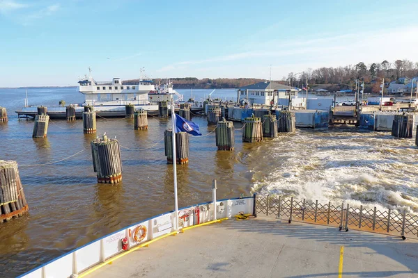 Scotland Virginia Fevereiro 2017 Ferry Boat Saindo Das Docas Jamestown — Fotografia de Stock