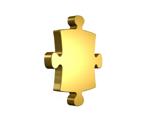 Golden puzzle piece, 3D rendering
