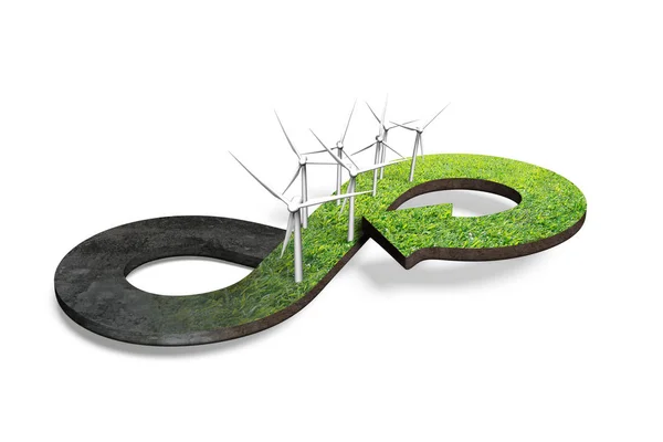 Conceito de economia circular verde, renderização 3D — Fotografia de Stock