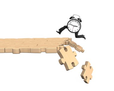 Çalar saat en son bulmaca yol üzerinde çalışan insan bacaklı