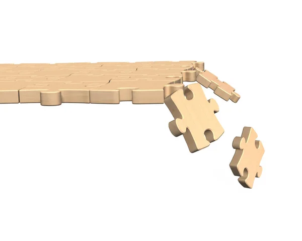 Puzzlepfad mit fallenden Teilen, 3D-Rendering — Stockfoto