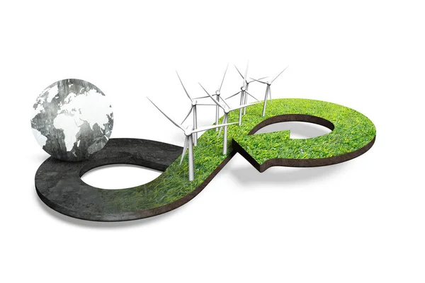 緑の循環経済の概念、3 d レンダリング — ストック写真