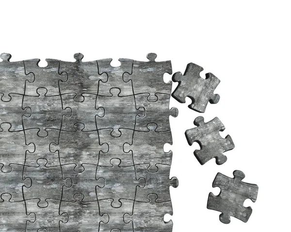 Parete di puzzle in cemento con alcuni pezzi che cadono — Foto Stock