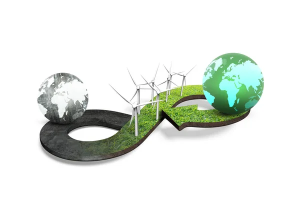 Concept d'économie circulaire verte, rendu 3D — Photo