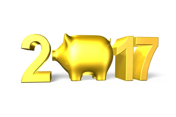 Свинобанк с концепцией на 2017 год, 3D-иллюстрация . — стоковое фото