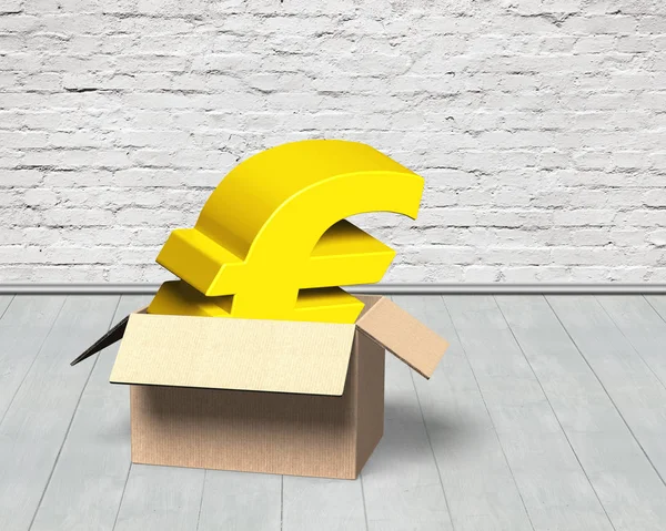 Signatura Euro oro en caja de cartón abierta —  Fotos de Stock