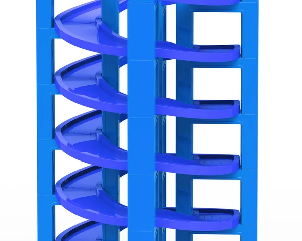 Spiralbahn in Stapelblöcken, 3D-Illustration — Stockfoto