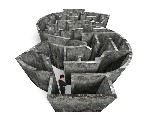 Man standing in money shape maze — Stock Photo, Image