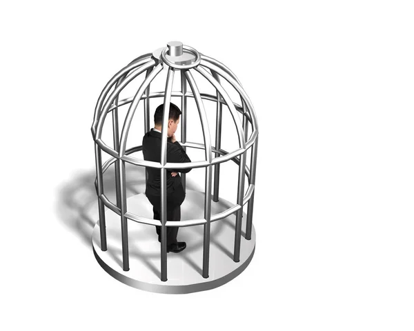 Cage with man thinking inside — Stock Photo, Image